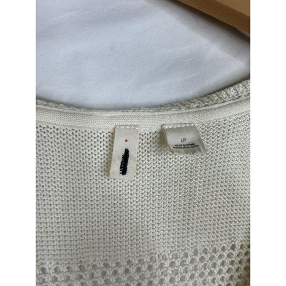 Anthropologie Moth Pointelle Knit Long Sleeve Tunic size Large Petite Cream - Picture 2 of 6